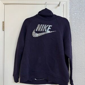 Nike Purple Pullover Hoodie with Silver Logo and pockets. Size L